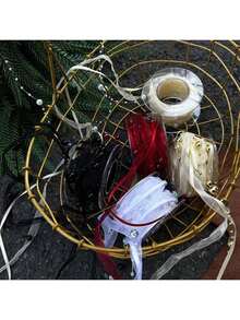 1pc Handmade Beaded Faux Pearl Ribbon, Fresh Flower Bouquet Ribbon, Crafty Ribbon For Gift Wrapping, DIY Cake Box Decor (Excluding Plastic Spool),Christmas - Multicolor - View 3