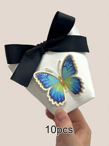 10pcs/1pc Colorful 3D DIY Butterfly Kraft Paper Embossed Ribbon Bow Mini Gift Box, Elegant Mysterious Gift Packaging Box For Wrapping Gifts, Candies, Cookies, Suitable For Parties, Birthdays, Mother's Day, Summer Weddings, Father's Day, Graduation, Daily & Holiday Events - Colorful Butterfly Gift Box - View 16