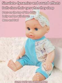 29厘米仿真娃娃玩具，眼睛可动，会喝水和排尿，4种音效，配有奶瓶和安抚奶嘴，互动游戏套装，可作儿童睡眠伴侣。 - 彩色 - 查看 6