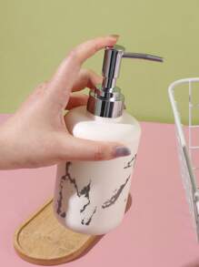 1/2PCS Plastic Refillable Pump Dispenser Marble Bottle With Loop, Press-On Lotion Pump For Shampoo, Conditioner, Body Wash - Lead-Free, Reusable Container, Washing Up Liquid, Hand Sanitizer Spray, Body Wash Liquid, Portable Accessories Storage