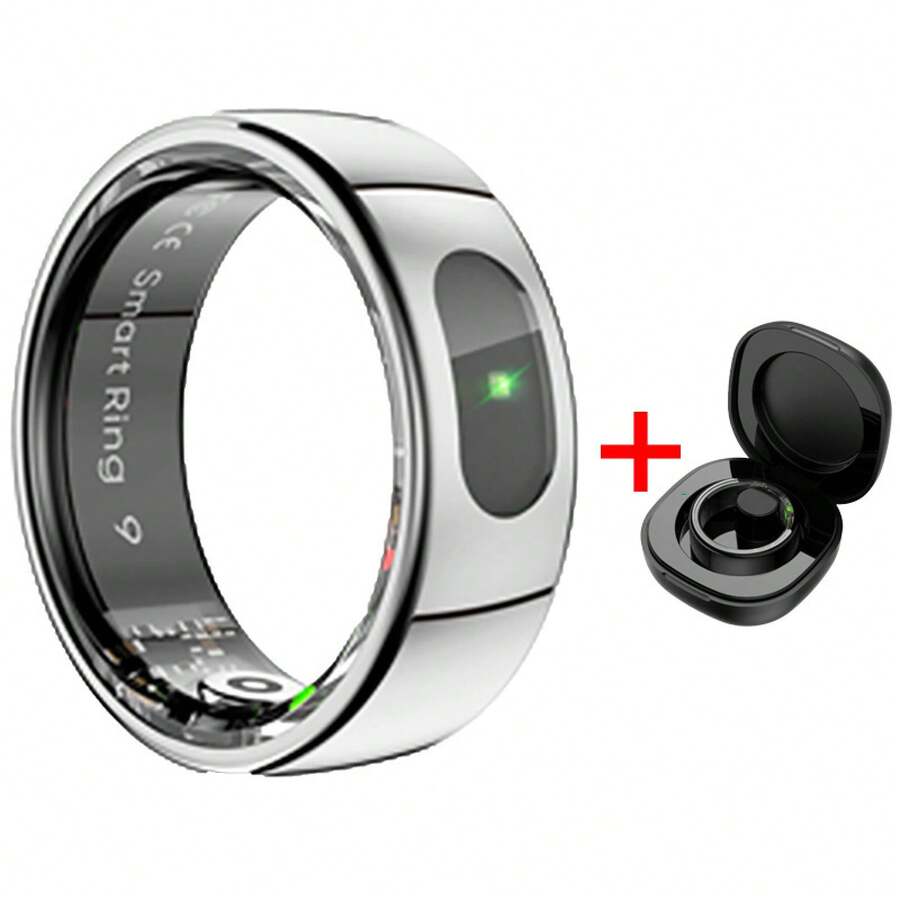 Unisex Smart Ring, Heart Rate Monitor SP-O2 Temperature Sleep Tracker, Fitness Tracker Gesture Control Pedometer Calories Pedometer Compatible With IOS Android - Silver - View 1