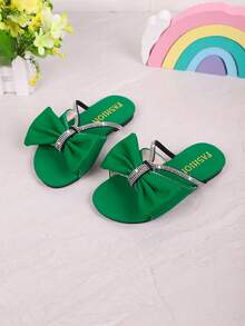 2025 Spring & Summer Children's Fashion Casual Outdoor Wear Butterfly Rhinestone Versatile Sandals, Kids' Beach Slippers - Green - View 2