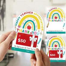 1/2/3/5/8pcs Teacher Appreciation Card & Gift Card Holder Sets | Designs For Teacher Appreciation Gifts, Christmas, And Graduation | Reusable Pocket Cards For Easy Gift-Giving And Expressing Gratitude - Multicolor - View 2