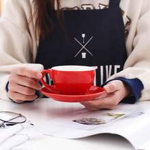 10 Oz Cappuccino Cup With Saucer - Ceramic Espresso Cup, White Tea Cup And Saucer, Latte Mug Set, Suitable For Housewarming, Parties, Cafes