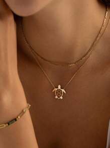 1 pezzo Collana con ciondolo tartaruga delicata in acciaio inossidabile, ciondolo tartaruga dorato, collana con tartaruga marina, regalo di tartaruga per donna, collana di ispirazione naturale