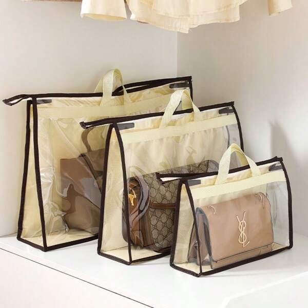 Bolsa organizadora colgante con cubierta de polvo transparente, bolsa a prueba de humedad para guardar bolsos