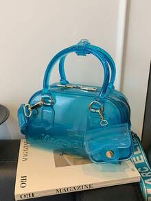 Conjunto de 2 bolsos de hombro ajustables transparentes de gelatina para playa, ideales para viajes, ir a la escuela, ir al trabajo, para empleados y para uso diario. - Multicolor - Ver 11