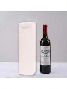 20pcs/Pack Paper Bags, Wine Gift Bags, Party Supplies Paper Bags, Thickened Cardboard Bottom, With Rope Handles, Single Bottle Wine Gift Bags, Size: 34.7cm*9.5cm*9cm, Christmas - White - View 4