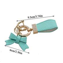 1pc Customized Colorful Text Fashion PU Leather & Metal Car Key Chain, Retro Style Keyring With Butterfly Decor To Prevent Key Losing, For Women