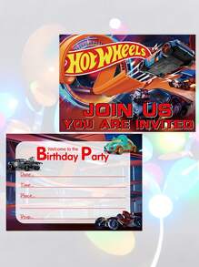 Hot Wheels 12PCS Hot Wheels Racing Theme Birthday Invitation Cards,Fun Party Supplies,Fill-In Birthday Cards For Auto Theme Celebrations,Auto Racing Party Decor & Favor Supply