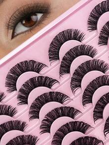 20 对俄罗斯假睫毛蓬松仿貂皮睫毛，俄罗斯睫毛 D 卷曲假睫毛化妆睫毛