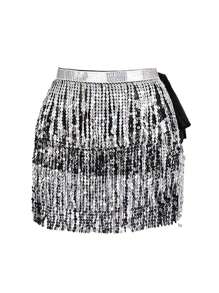 Fuste cu ciucuri și paiete cu sclipici pentru dansul din buric, fuste la modă cu curea pentru dansul din buric