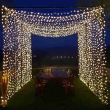1pc Solar String Lights Outdoor Light Strings Waterproof 32M/22M/12M/7M//6.5/5M ,20/30/50/100/200/300LED Solar Powered String Light With 8 Lighting Modes For Garden Patio Yard Fence Christmas Tree Decoration With Fairy Lights Ambience Warm White/Multicolor/White For Outside Tree , Courtyard,Wedding, Gazebo,Party, Home, Lawn, Camping And Holiday Decor Garden Lights