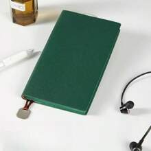 1pc A6 Metal Pendant PU Leather Notebook, 100 Pages Pocket Diary Journal, 6.97in * 3.94in, Hardcover