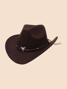1Pc Western Cowboy Hat Felt Roll Up Cowgirl Hats Shapeable Outdoor Wide Brim Buckle Belt Hat For Men Women