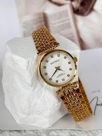 sottas 新款超薄金色女士手表韩版时尚简约大气防水石英表