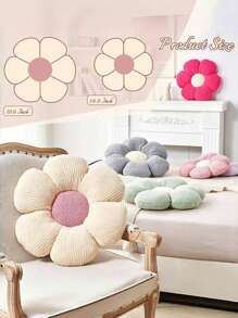 Blumenkissen für Heimdekoration, süß geformtes Bodenkissen, ästhetisches Plüsch-Dekokissen für Bett, Sofa und Couch