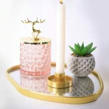 1PC Modern Tray With Mirror Finish - Versatile - Light Luxury Golden Metal Organizer Tray, Perfect For Jewelry, Perfume, Cosmetics & More - Home Decorative Tray, Vanity Living Room Bathroom Bedroom Countertop Decor For Women Storage Organizer Travel Essentials Gift Back To School