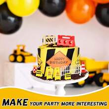 9pcs/Set Construction Theme Mini Traffic Cone Road Sign Warning Sign For Birthday Party Cake Decoration Gift,Party Supplies - Multicolor - View 5