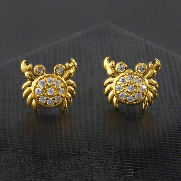 1 Paar modische, elegante Luxus-Ohrstecker in Minimaldesign mit Krabbenmotiv und Strass, geeignet für den täglichen Gebrauch von Frauen, als Geschenk für Freundinnen