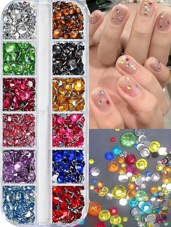 12 Grids Strasssteine Nail Charms Rhinestones For Bedazzling Glitzersteine For Nails Suitable For Women And Girls Various Festival