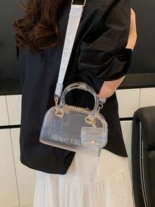 Conjunto de 2 bolsos de hombro ajustables transparentes de gelatina para playa, ideales para viajes, ir a la escuela, ir al trabajo, para empleados y para uso diario. - Multicolor - Ver 7