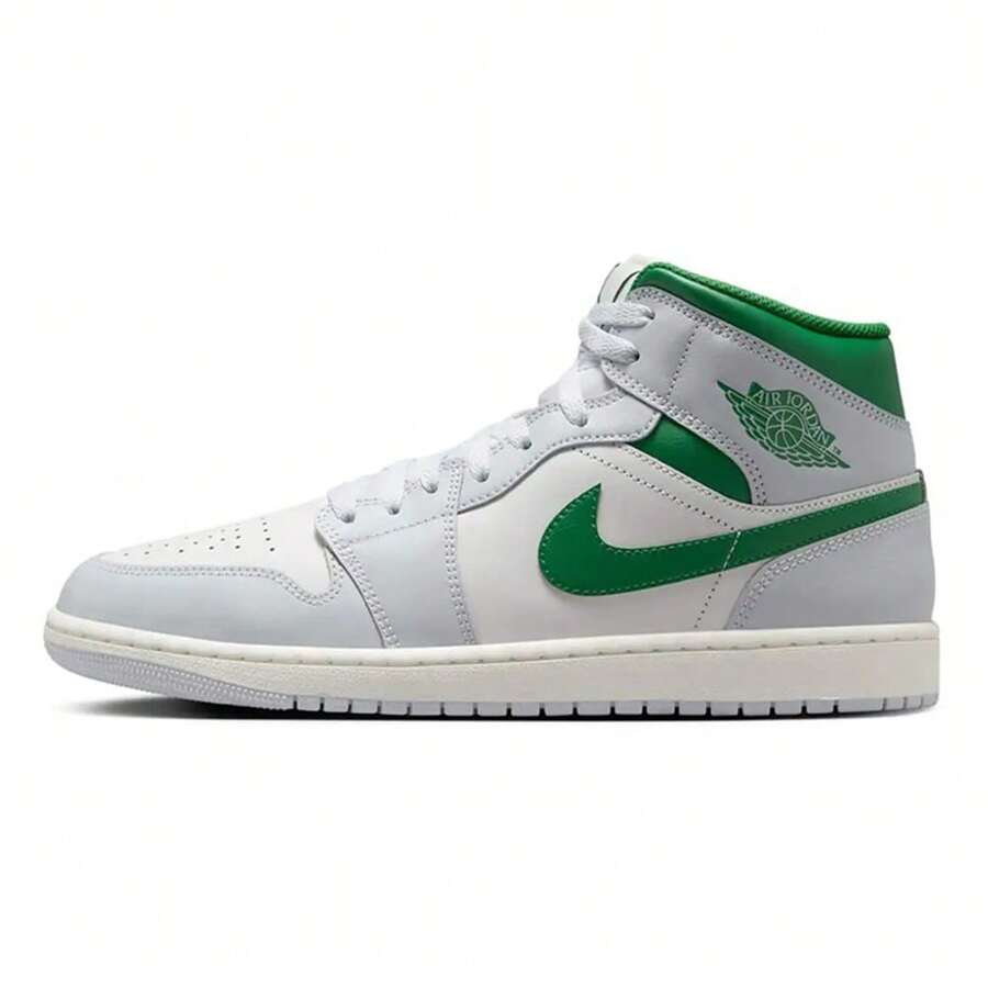 Men's Jordan 1 Mid Summit White/Pine Green (DQ8426 142) - White - View 1