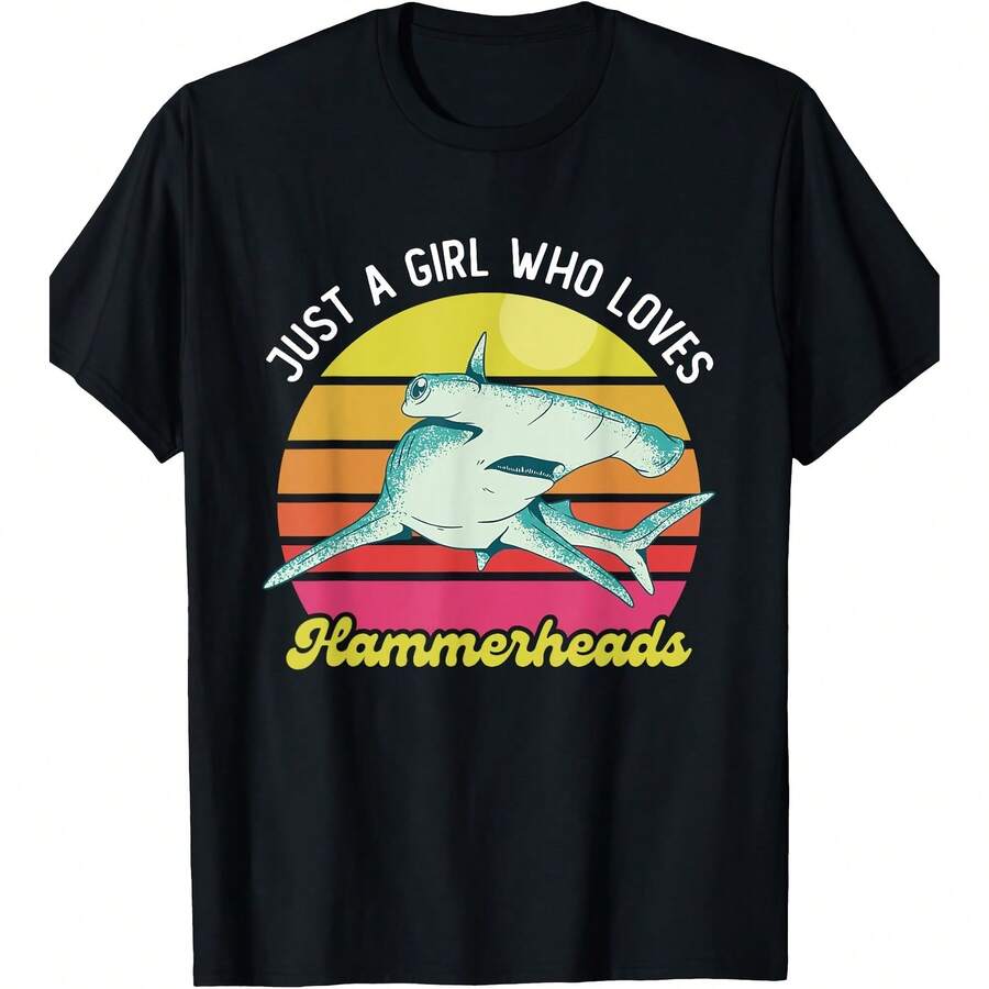 Hammerhead Shark Hammer Hear Shark Lover Sea Biologist T-Shir-100% Cotton T-Shirt 180gT-Shirt - Black - View 1