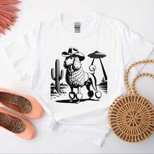 Poodle UFO Shirt For Dog Owners Retro Poodle T-Shirt For Dog Lovers Alien Vintage Poodle Cowboy Top - White - View 1