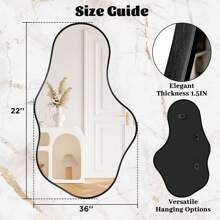 Asymmetric Wall Mirror - Black Irregular Abstract Wall Mirror Nautical Aluminum Alloy Frame Wall Mirror, Living Room, Bedroom, Bathroom, Entrance Passage, Wardrobe