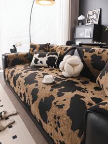 1pc Versatile Sofa Cover, Modern Minimalist Anti-Skid Sofa Cushion Cover, Dust-Proof & Washable, Brown Fashion Soft Non-Fading Fur Pet Friendly Protector For Living Room, Bedroom, Office, Adjustable For Corner Sofa, L-Shaped Sofa & 1-4 Seater Sofa