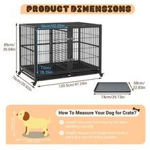 42 Inch Metal Dog Crate, Heavy Duty Dog Crate With Divider, 2 Feeding Door And Bowls, Dog Kennel Indoor With Wheels, For 2 Small Dogs/1 Large Dog - Black - View 2