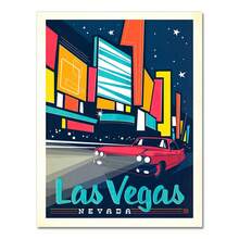 1 pieza Póster de lienzo de pared vintage, cuadro de decoración del hogar con imagen de la ciudad de Las Vegas, Estados Unidos, póster de viaje opcional con marco - Multicolor - Ver 45