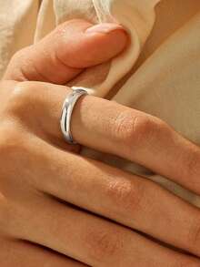 ESBERRY 1 件 S925 纯银 4 毫米简约光圈素面戒指，结婚戒指，薄款叠戴戒指，适合送给女士和男士的礼物 - 銀色 - 查看 3