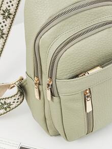 1 PC Green PU Leather Travel Bag Chest Bag Waist Bag Women's Bags,Multifunctional And Large Capacity Fashionable And Casual Large Capacity Portable Zipper Shoulder Bag Underarm Bag,Storage For Travel Cosmetics, Cell Phones, Keys, And Sanitary Napkins,Suitable For Earphones, Chargers, Lipstick, Cosmetics, Perfume, Skin Care And Beauty Products, Student Supplies, Keys, Holiday Gifts - màu xanh lá - Xem 5