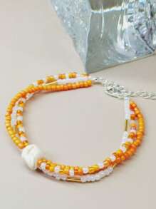 1pc Multi-Color Beaded Bracelet, Simple Beach Style Women Bracelet