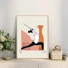 1 peça de pôsteres de arte minimalistas modernos de personagens de desenho animado de ioga, pinturas em tela de esportes e fitness, estúdio de dança de pilates, pinturas de decoração de parede em salas de estar, quartos, salas de jantar, molduras opcionais, pôsteres modernos, artes de parede, pinturas em tela e molduras reutilizáveis - Multicolorido - Ver 6
