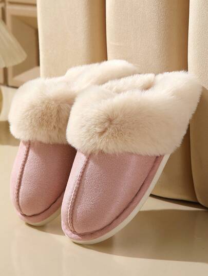 New Thickened Warm Fleece Home Slippers For Men And Women, Fashionable Comfortable Non-Slip Indoor Slip-On Slippers