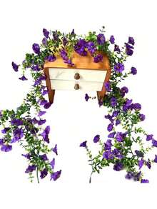 1pc Artificial Morning Glory Garland UV Resistant Faux Floral Vine With Green Leaves Hanging Simulation Morning Glory Plant For For Home Garden Wedding Decor & Photo Backdrop Birthday Gift Graduation Decor - Multicolor - View 11