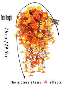 1/2/4pcs UV-Resistant Silk Bindweed Artificial Flowers With Eucalyptus Leaves Wall Hanging Greenery Decor, Suitable For Halloween, Autumn Decoration, Home, Room, Garden, Classroom, Bedroom, Wedding, Bridal Shower, Party, Baby Shower, Patio Home Decor Halloween Decor Room Decor
