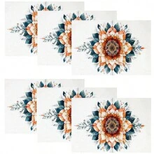 1/4/6/8/12 piezas, manteles de lino impresos lavables, almohadillas protectoras para mesa para interiores y exteriores, adecuadas para fiestas, fiestas y mesas de cocina