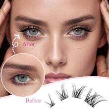 Agrupamentos de Cílios Esvoaçantes Esquerdo e Direito, Agrupamentos de Cílios Falsos Efeito Olho de Gato D Curl Olho de Raposa Natural Esvoaçante 9-14MM Banda Fina Cílios Falsos 9mm 11mm 12mm 14mm