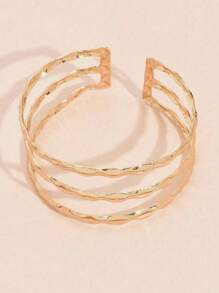 1 pieza Brazalete minimalista de 3 rayas de moda de verano, brazalete liviano y lujoso adecuado para uso diario, playa y vacaciones, para chicas europeas y americanas