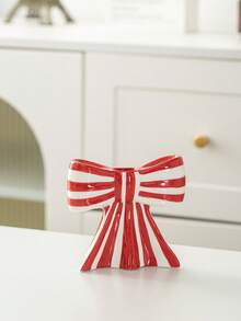 1 pieza El nuevo candelabro con lazo es de un clásico a rayas blancas y negras, un soporte para vela aromática de cerámica con lazo femenino. Es un artículo decorativo para la sala de estar y el comedor