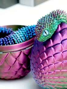 1/2/3/4/5件装新颖可动关节3D打印蛇形摆件，内含惊喜蛋，色彩缤纷，可作家居办公装饰桌面摆件，适用于各种房间装饰，可作雕像、桌面摆件、解压玩具、减压玩具，也是复活节、万圣节、圣诞节、感恩节、派对礼品的理想之选。 - 彩色 - 查看 7