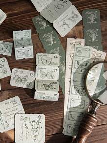 MOCARD 10 件/包复古美学装饰长标签贴纸，创意 DIY 材料，适用于剪贴簿、日记本、礼物、学校用品、返校 - 綠色 - 查看 1