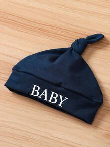 2pcs Men's Baby Letter Little Brother Fashion Printed Shoulder Short Sleeved Jumpsuit&Hat Summer Set