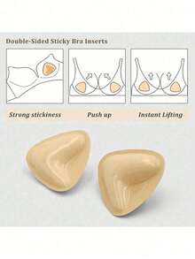 Breathable Silicone Triangle Thickened Bra, Strapless Bra, Adhesive Bra, Thick Pasties, Enhances Small Busts, Suitable For Daily Wear - Yellow - View 6