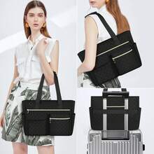 NEWHEY Túi xách đựng máy tính xách tay 15,6 inch có khóa kéo, Túi tote vải lớn dành cho nữ để đi làm, đi học, du lịch - Nhiều màu - Xem 3