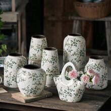 Rustykalny zabytkowy ceramiczny wazon na kwiaty, nowy chiński styl świeży i prosty kwiatowy uchwyt na wodę do salonu, gabinetu, biura